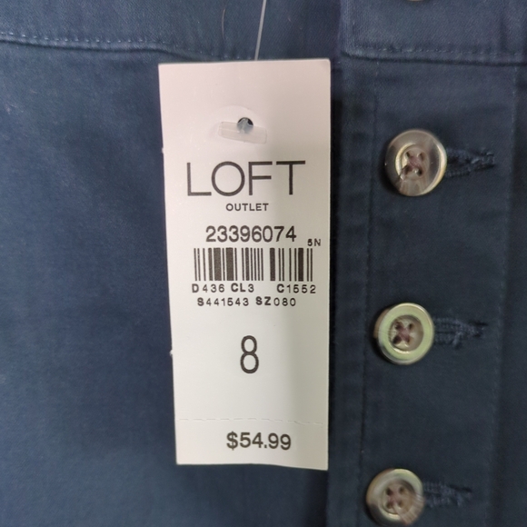 NWT Loft Navy Blue Mid -Length Button Down Pencil Skirt Size 8 - Picture 7 of 9